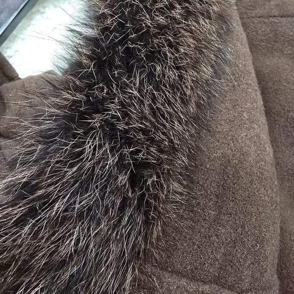 Vintage Utex Jacket Womens 10 Brown Button Up Wool Cashmere Removable Fur Earthy - Picture 5 of 14